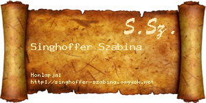 Singhoffer Szabina névjegykártya